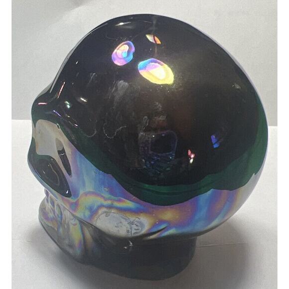 -HALLOWEEN SKULL decor Dark Iridescent Reflective Skull Figurine - Picture 12 of 14